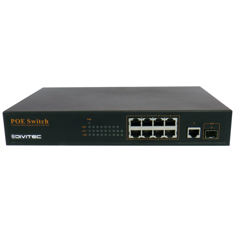 DT-PoE0908FML Коммутатор мегабитный 9 портов (8 PoE)