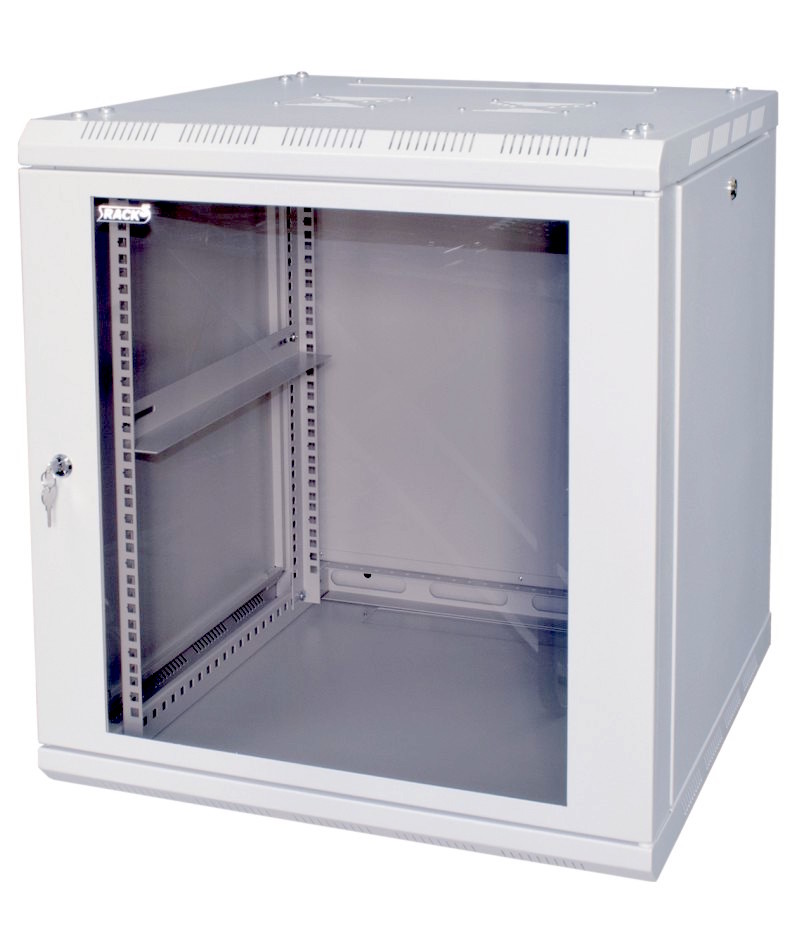 WM6612.900 Шкаф настенный 19" 600*600, стеклянная дверь, серый 12U