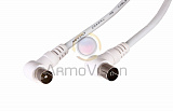 Шнур TV PLUG - TV JACK 1.5М угловой, белый (18-0022)